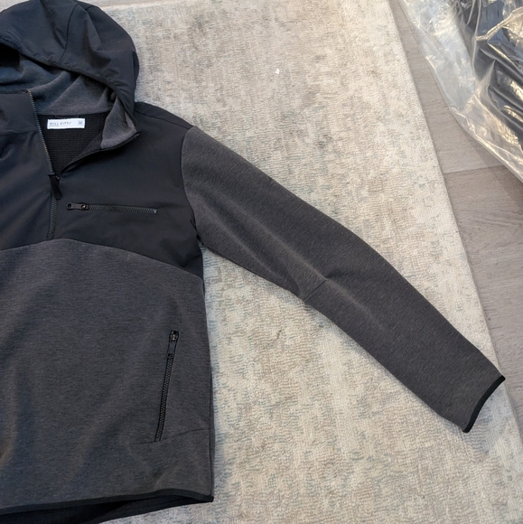 Hill City Men Half Zip Charcoal Pullover With Hood - Picture 4 of 11